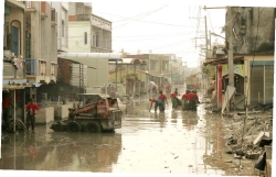 排水系統的不完善，在2008 年的「八八水災」豪大雨後，造成南部嚴重洪災。（軍聞社 提供）